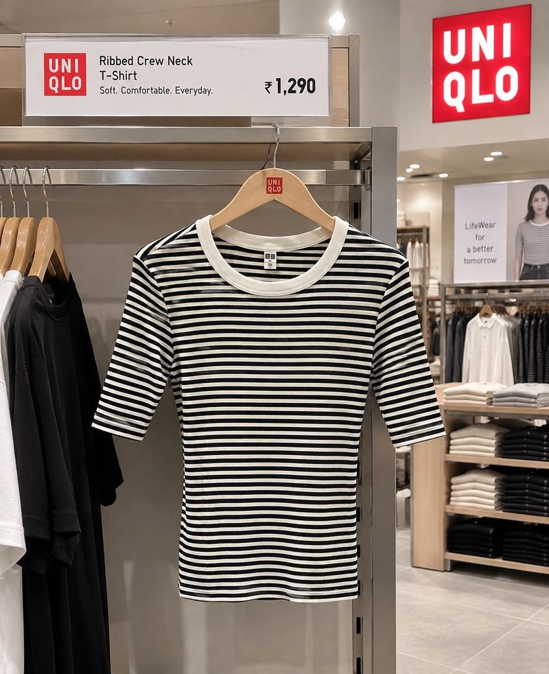 UNIQLO Ribbed Crew Neck T-Shirt