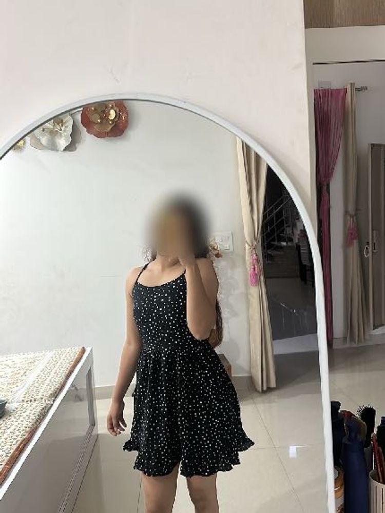 BLACK MINI POLKA DOT DRESS 👗