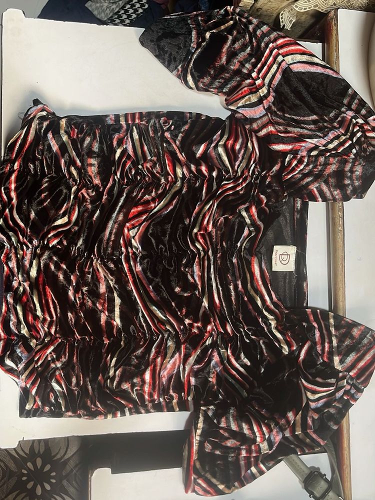 Stylish Velvet Print Blouse