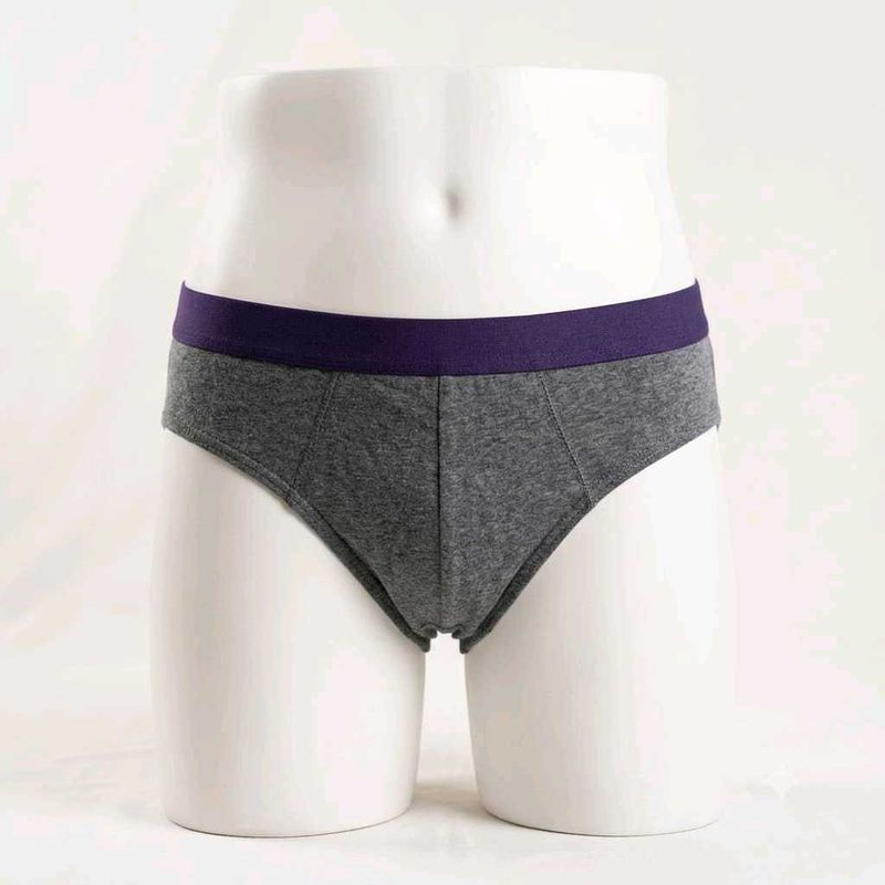 Men's Grey❤️‍🔥 Briefs with Purple Waistband