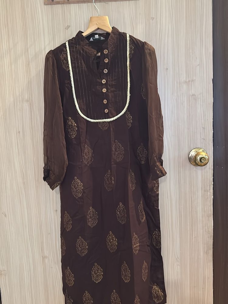 Coffee Brown Pure Cotton Kurti
