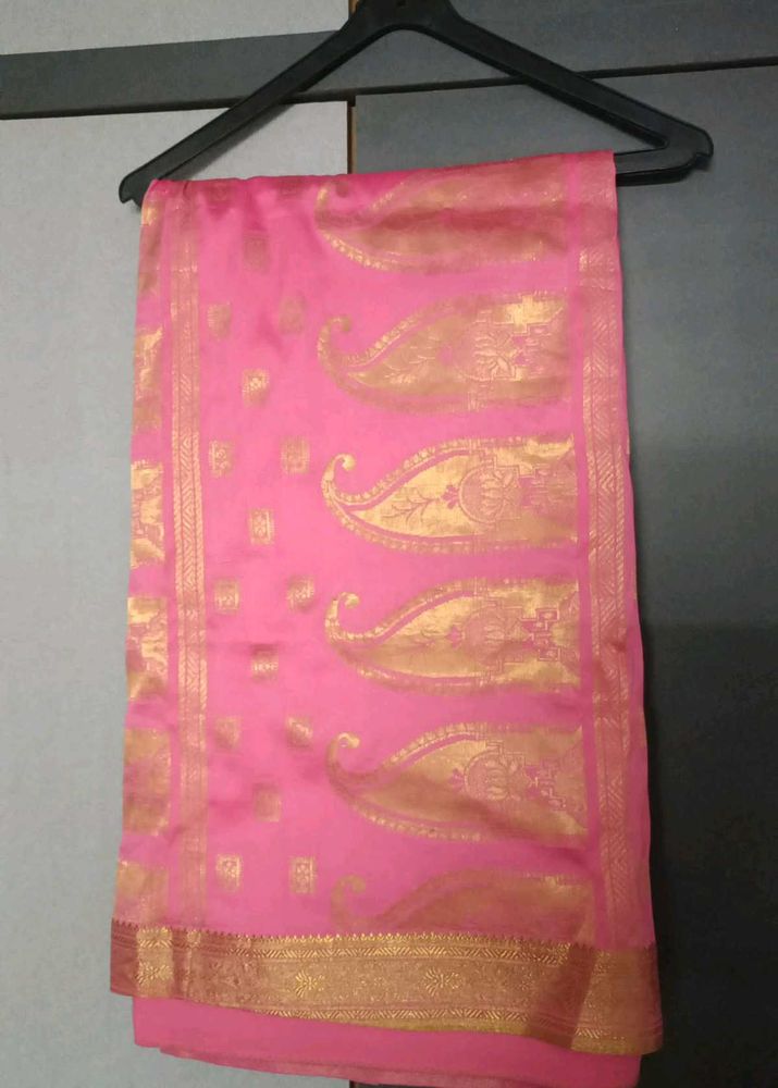 Elegant Pink Banarasi Silk Saree