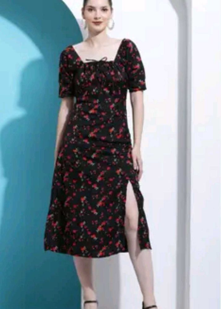 Chic Floral Print Midi Dress