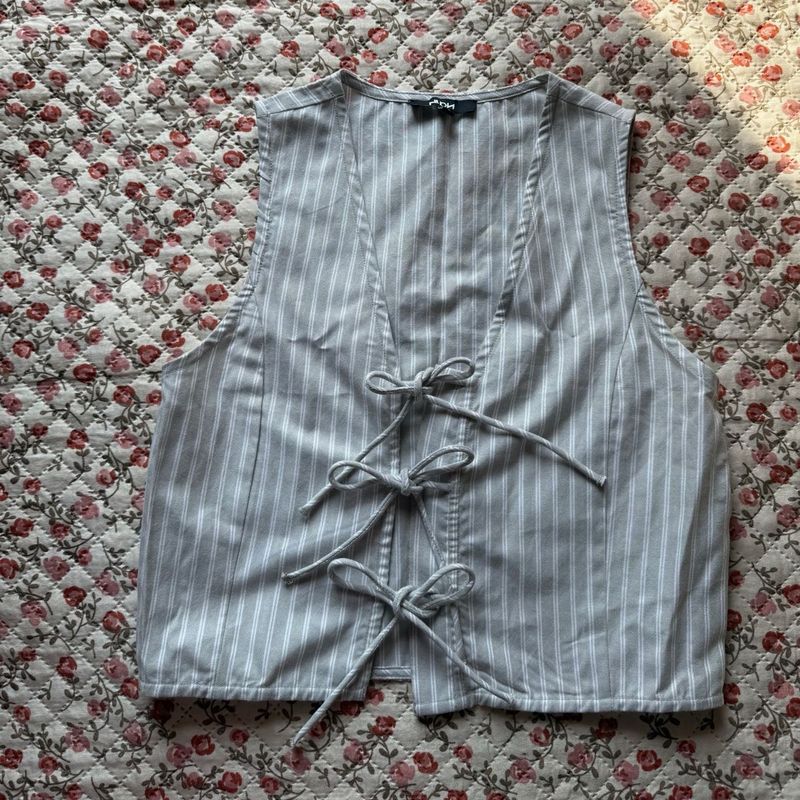 Striped Sleeveless Tie-Up Top