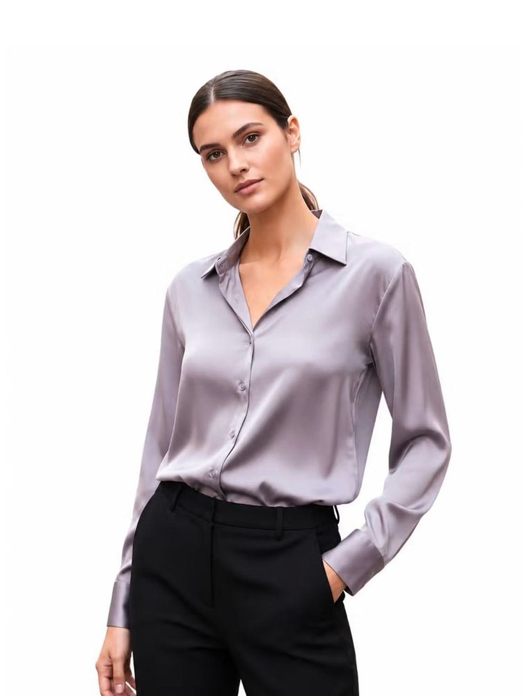 Satin Button-Up Shirt