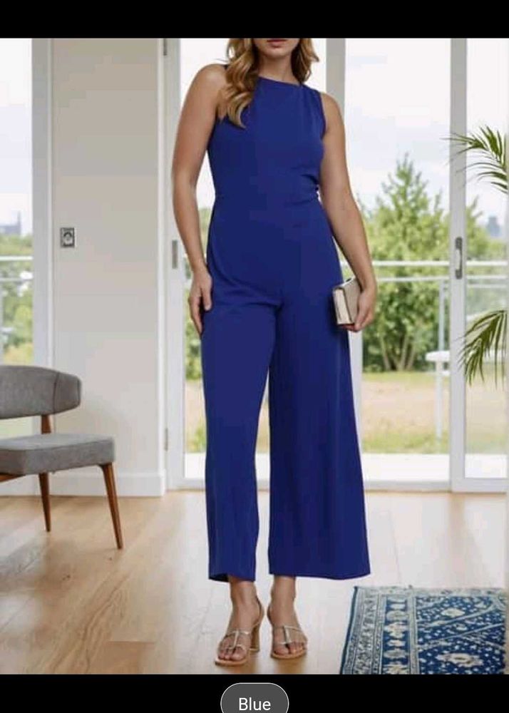 Elegant Blue Sleeveless Jumpsuit