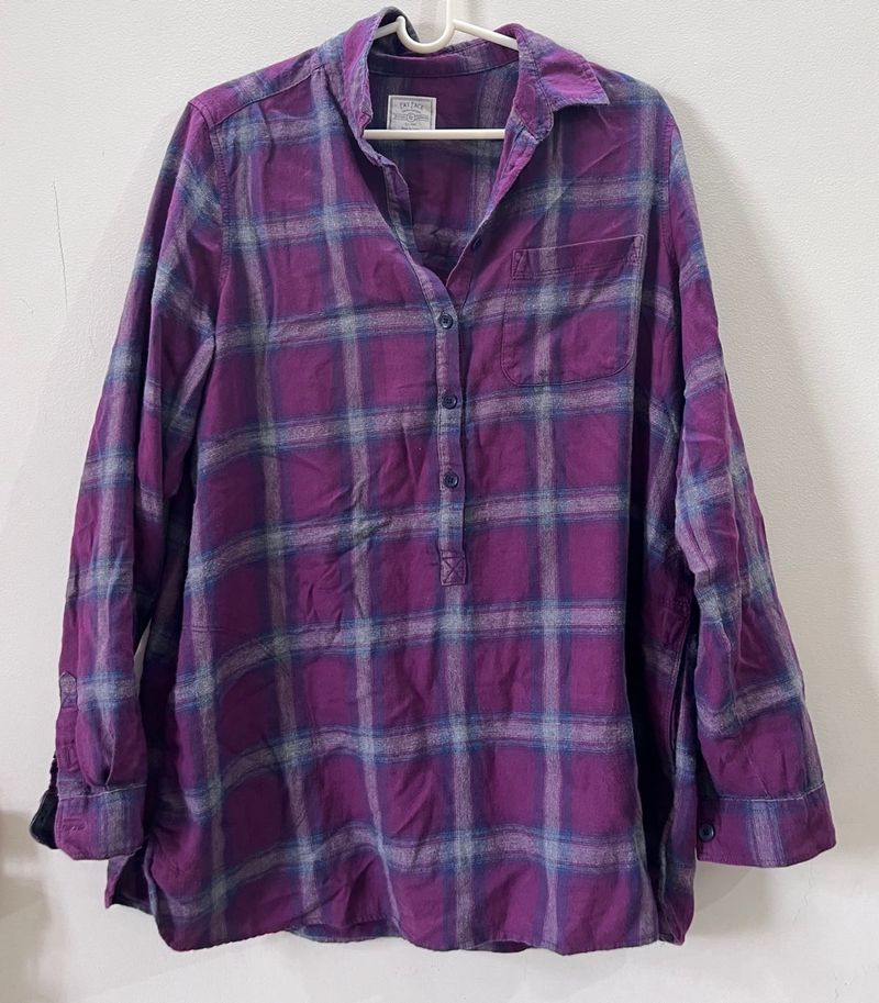 Purple Plaid Tunic Top