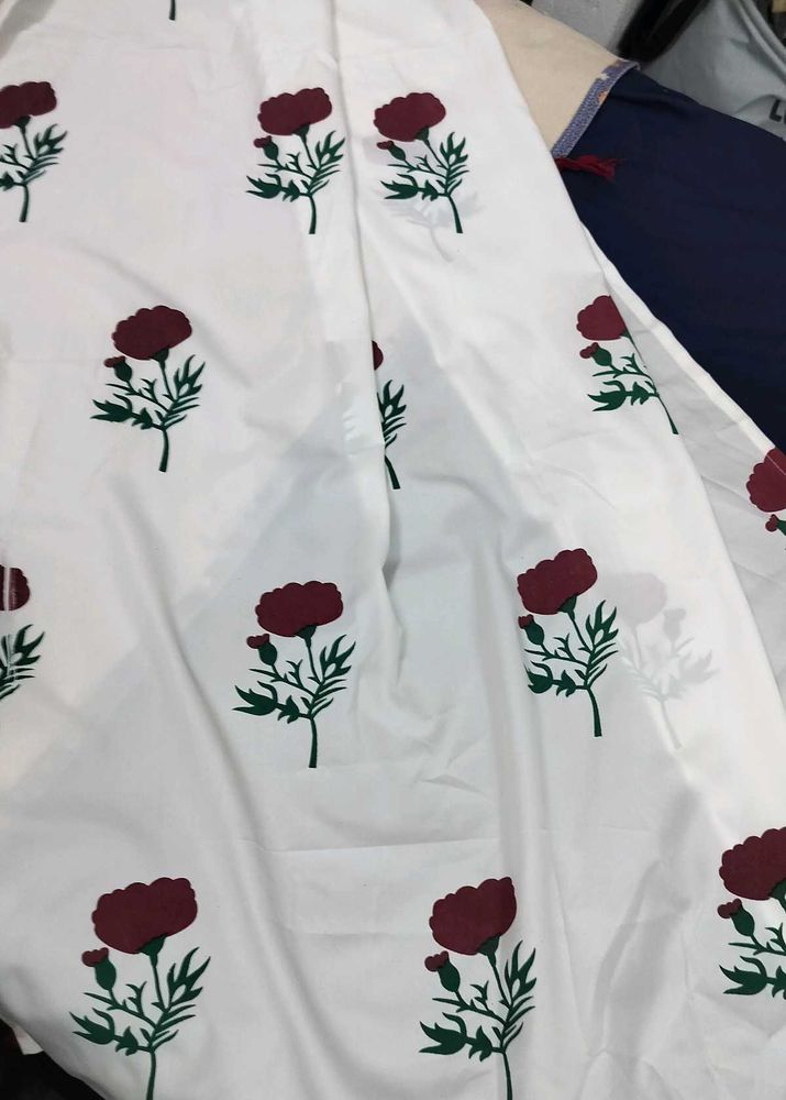 White Cotton floral print dupatta