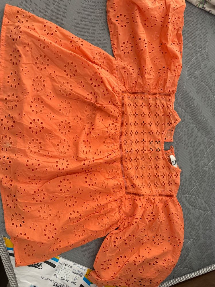 ONLY Orange Eyelet TOP