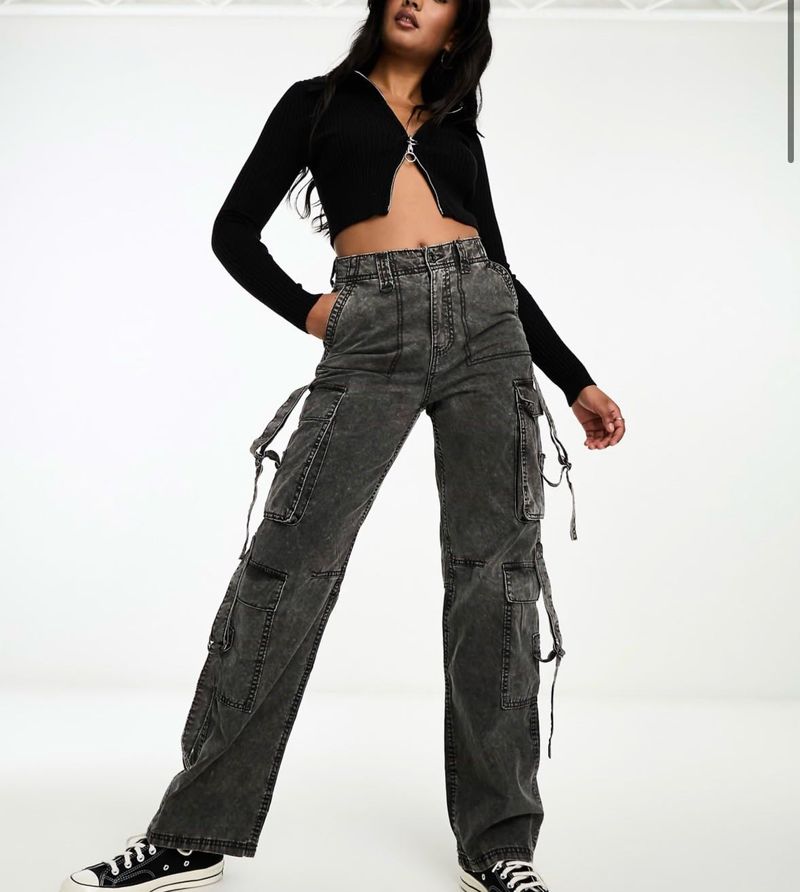 BERSHKA Cargo Jeans with Straps
