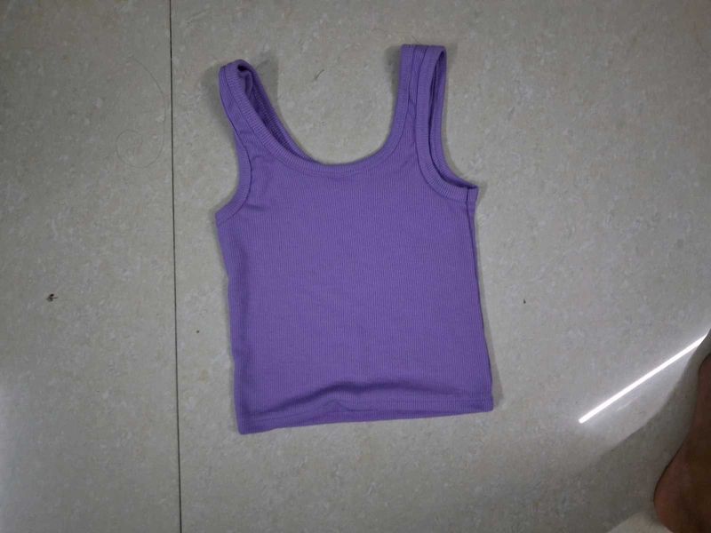 Purple Ribbed Tank Top