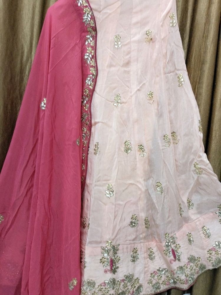 Pink Gota Patti Lahenga And Blouse