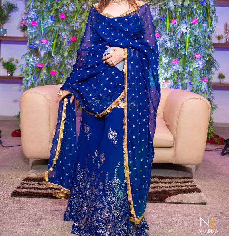 Stunning Royal Blue Embroidered Kurta Set