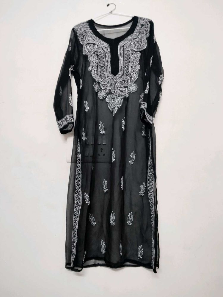 Elegant Black Chikankari Kurta