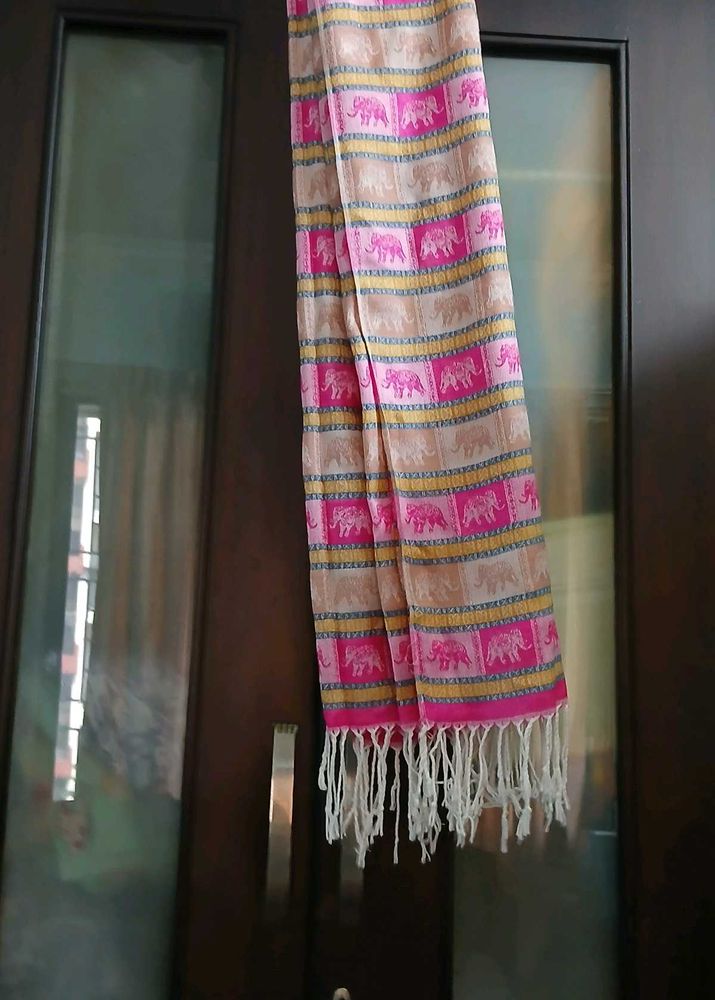 Pink Elephant Print Dupatta