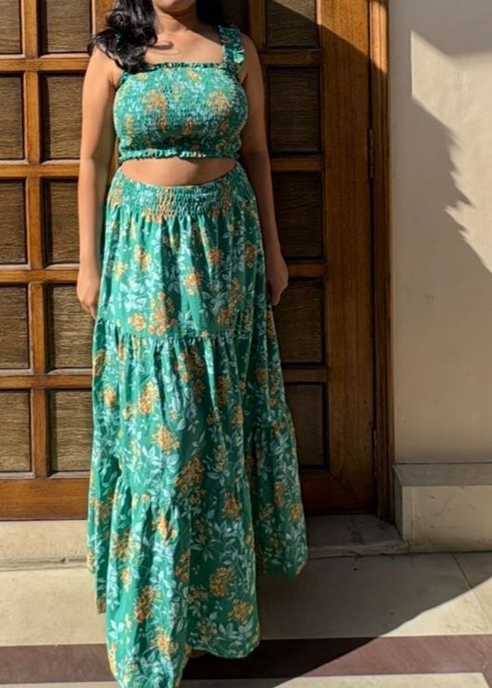 Green Floral Tiered Co-ord Set