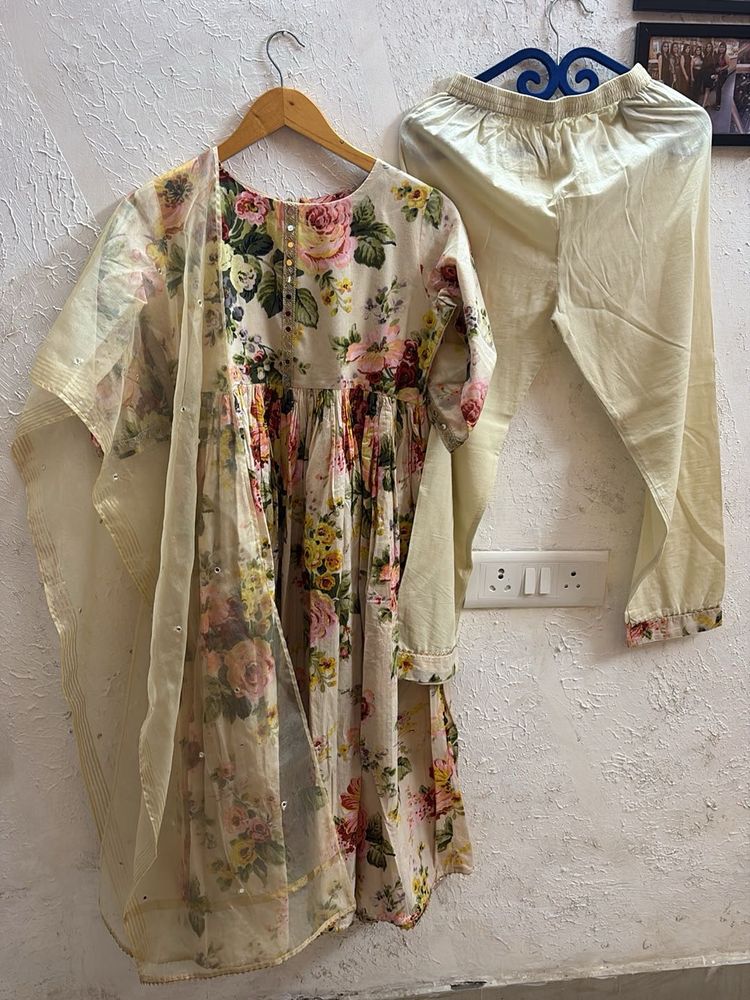 Floral Anarkali Set with Dupatta &amp; kurta
