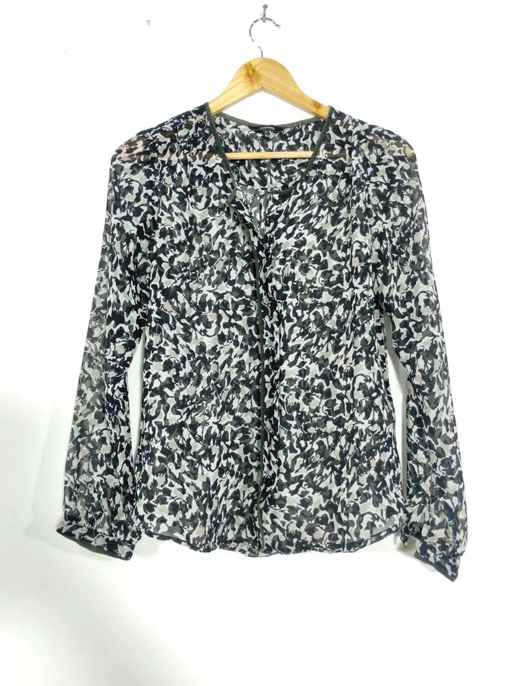 Black And White Printed Transparent Top (Women)