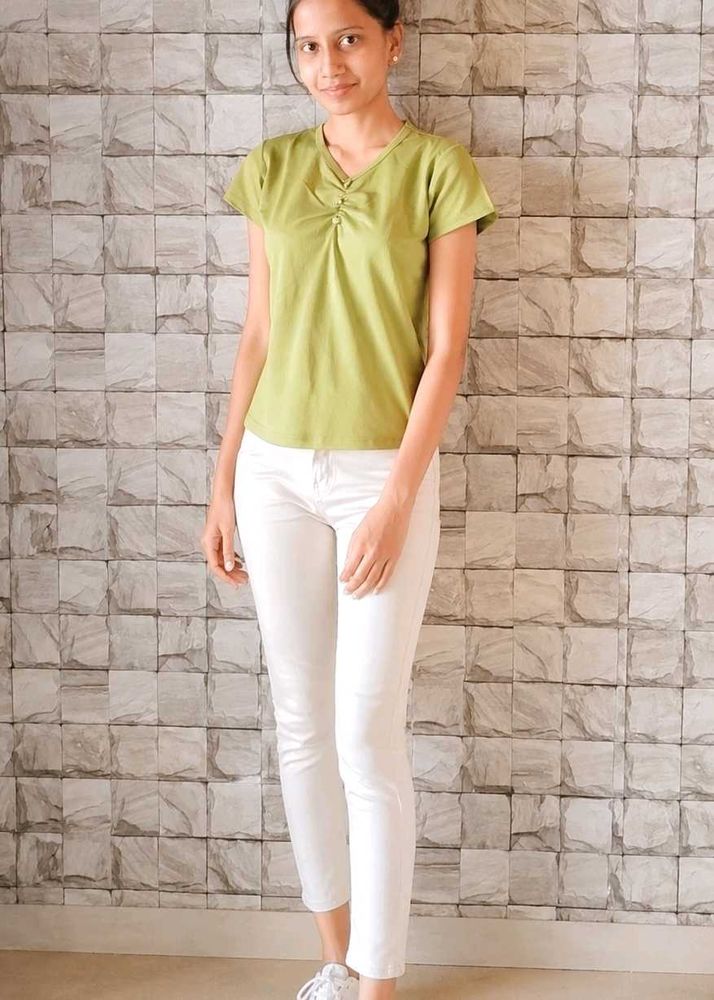 Lime Green V-Neck T-Shirt