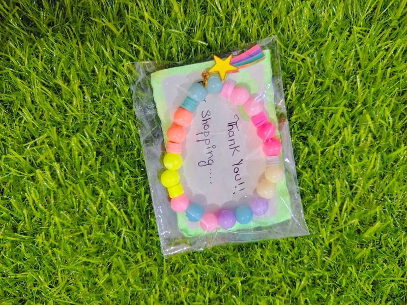 Colourful Beaded Bracelet with Star Rainbow Charm