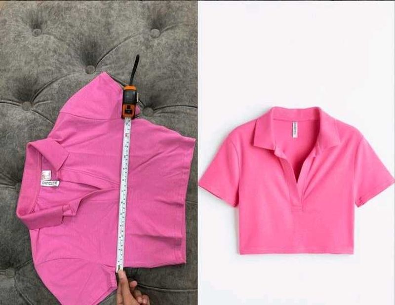 Pink Cropped Polo Shirt