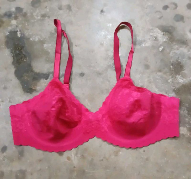 Vibrant Pink Lace Bra