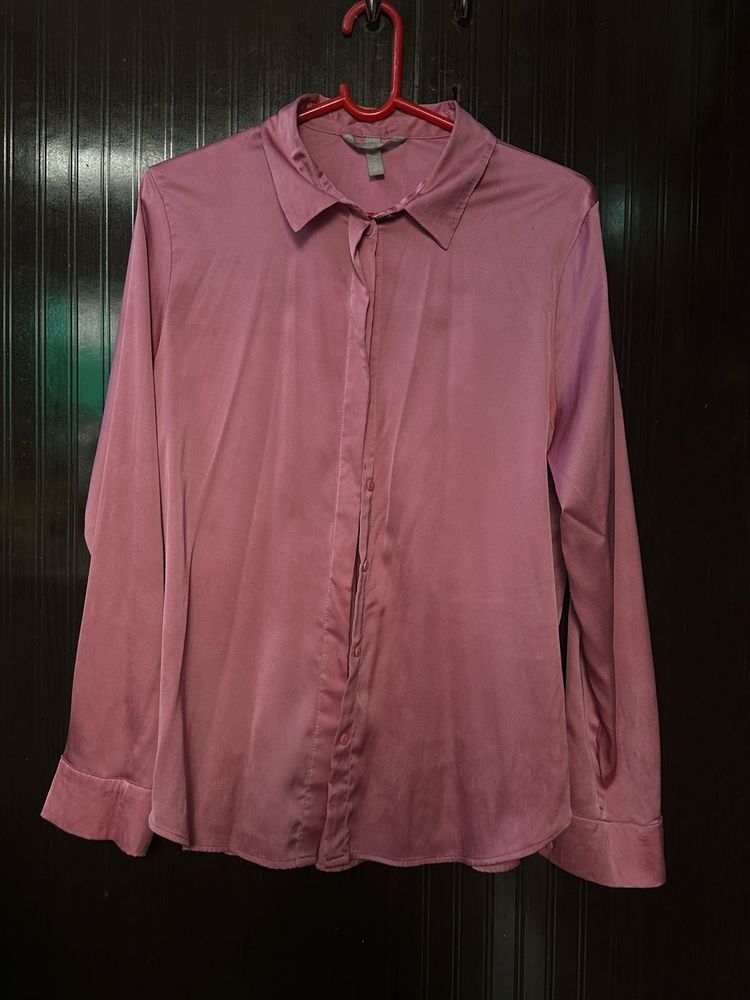 Satin Button-Up Shirt