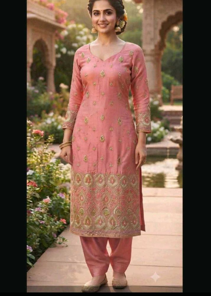 Elegant Pink Embroidered Kurta Set
