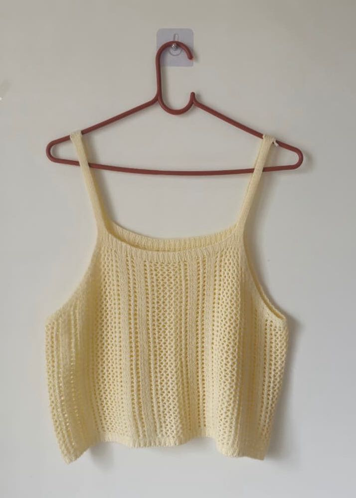Yellow Knit Cropped Tank Top