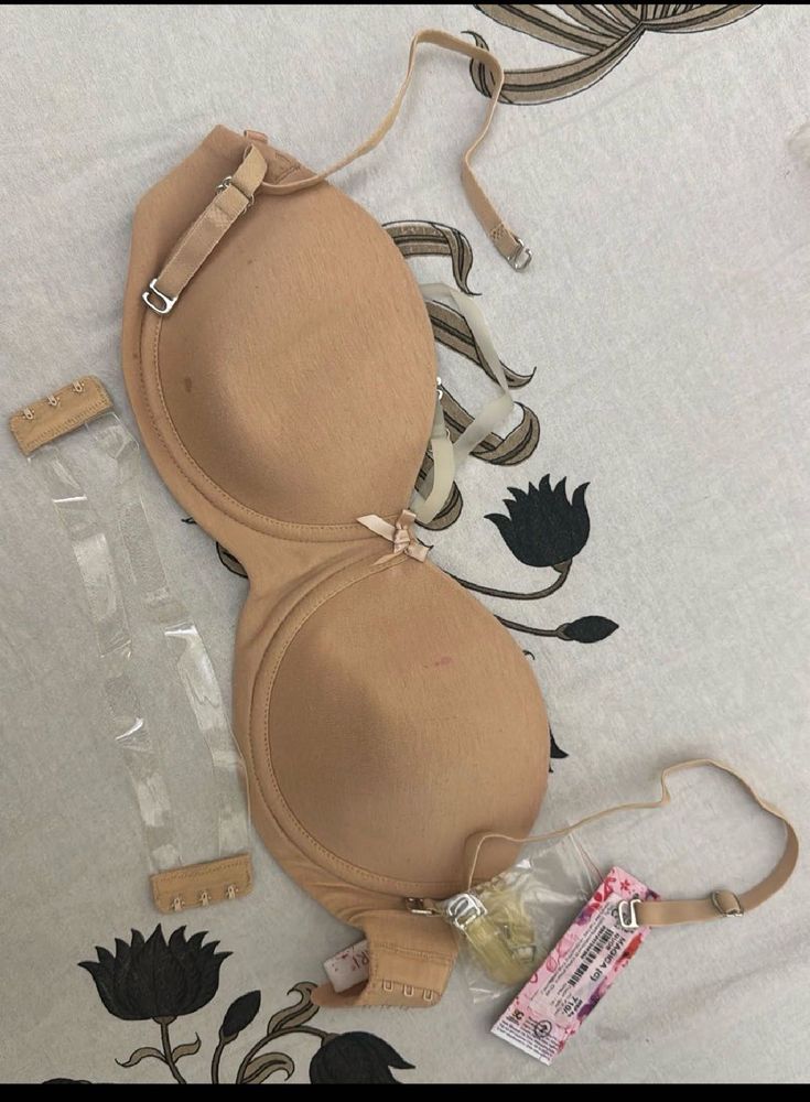 Beige Bra with Clear Straps