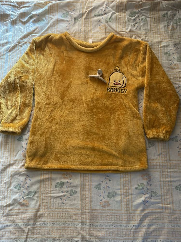 RAHUSY Fluffy Yellow Sleep Top