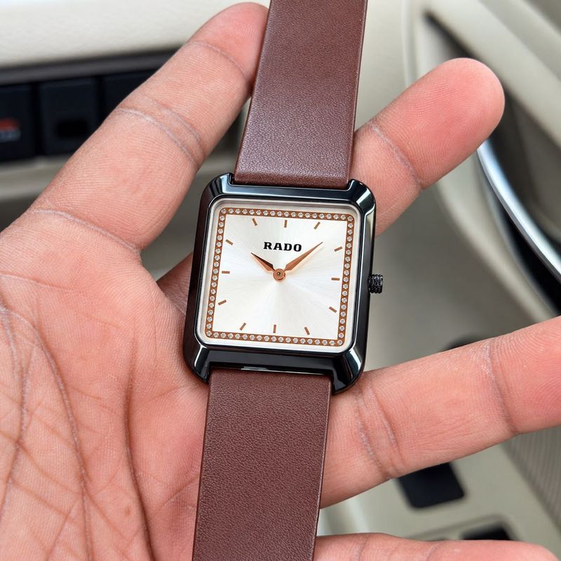 Rado Square Watch with Brown Strap