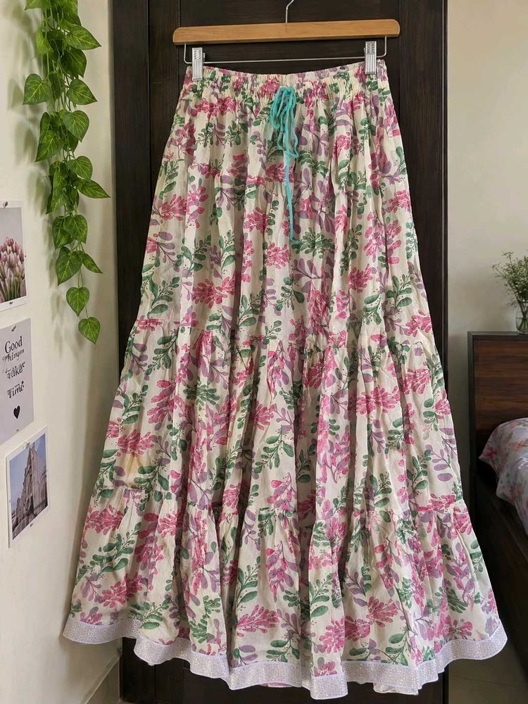 Bohemian Floral Tiered Maxi Skirt