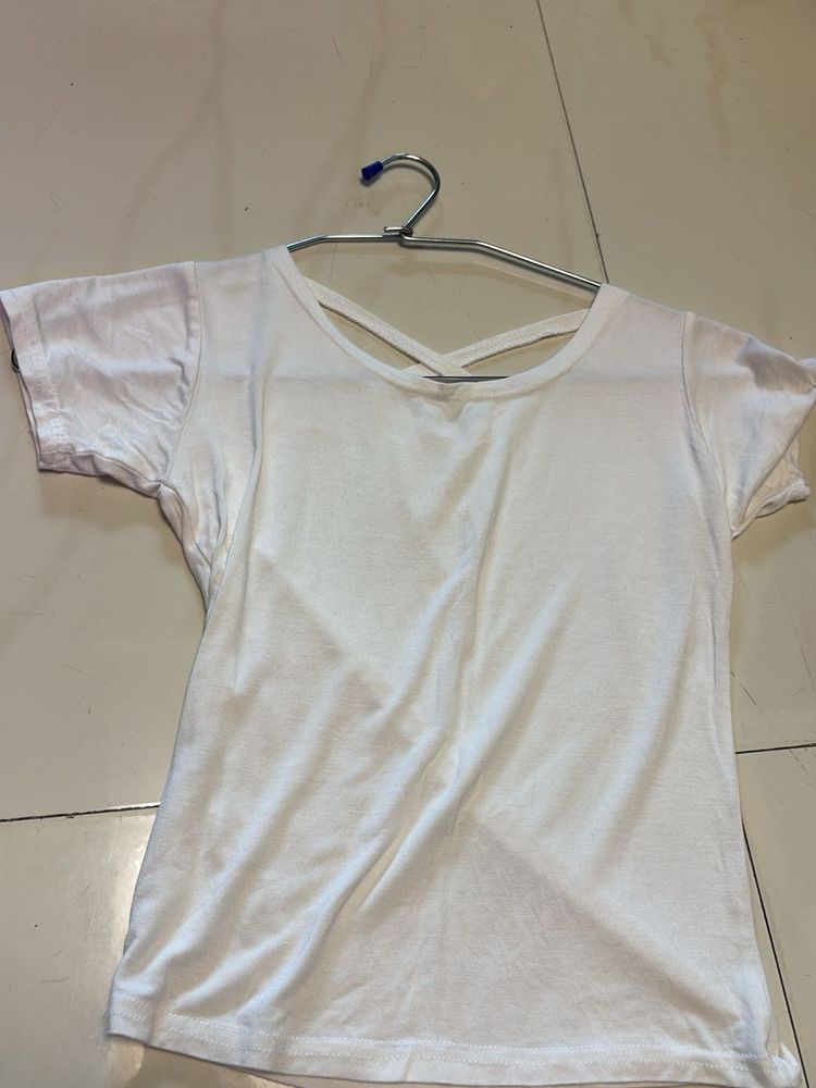 Chic White Criss-Cross Back T-Shirt