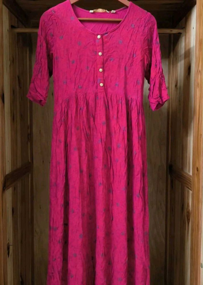 Vibrant Pink Printed Kurta