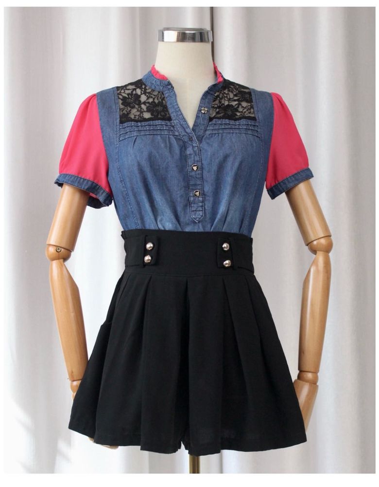 🚀🚀24Hrs EOS SALE🚀🚀Stylish Denim &amp; Lace Top