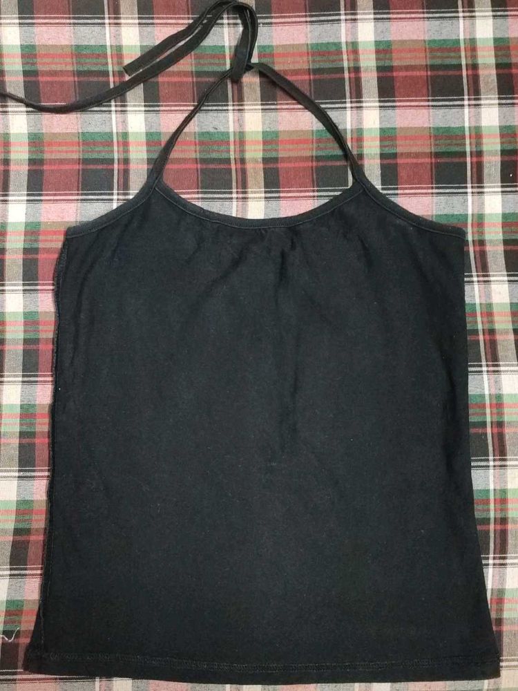 Black Halter Neck Tank Top