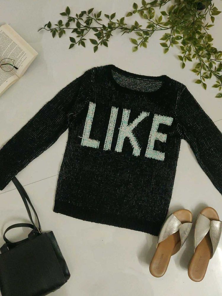 Chic "Like" Black Knit Sweater🌼🖤