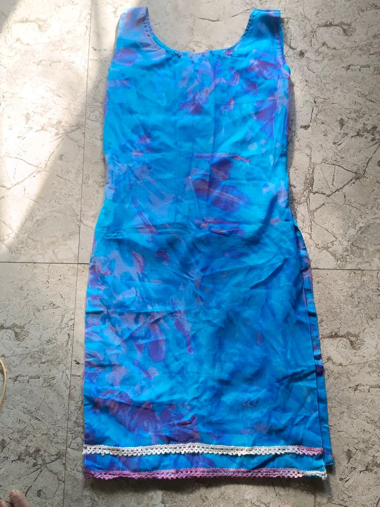 Beautiful Aqua Blue Colour....cotton Fabric And Ne
