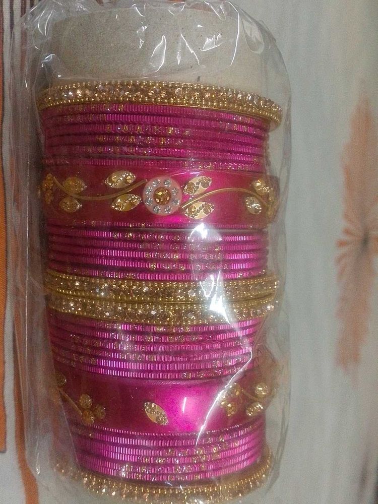 Pink &amp; Gold Bangle Set