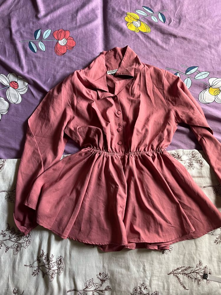 Chic Dusty Rose Peplum Top