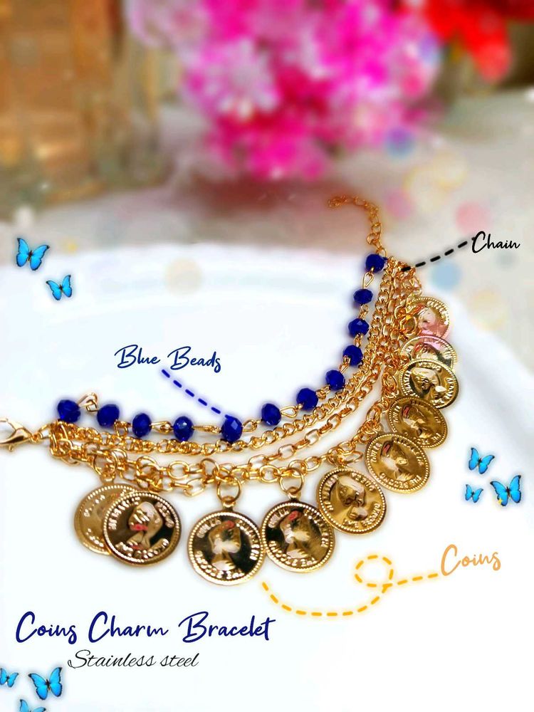 Blue Coin Charm Bracelet ✨
