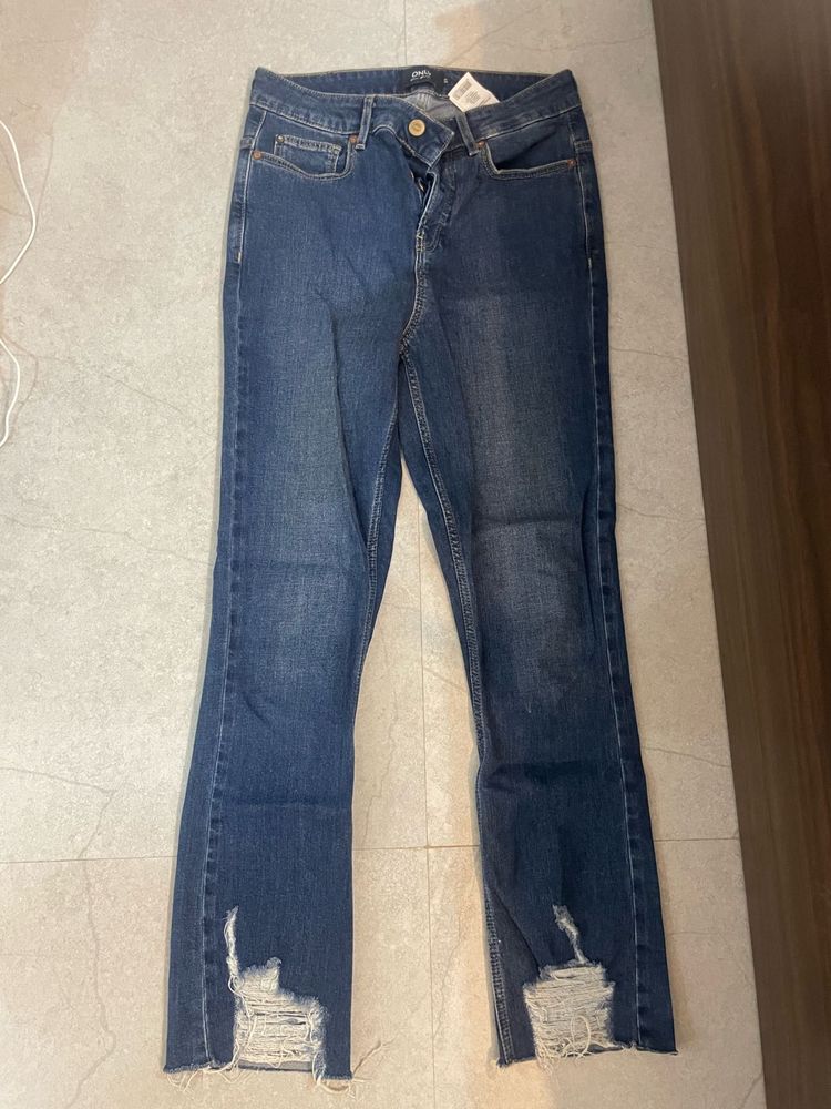 Trendy Ripped Blue Denim Jeans