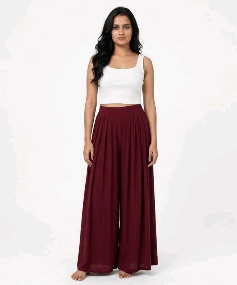 ❤️Maroon Wide-Leg Palazzo Pants