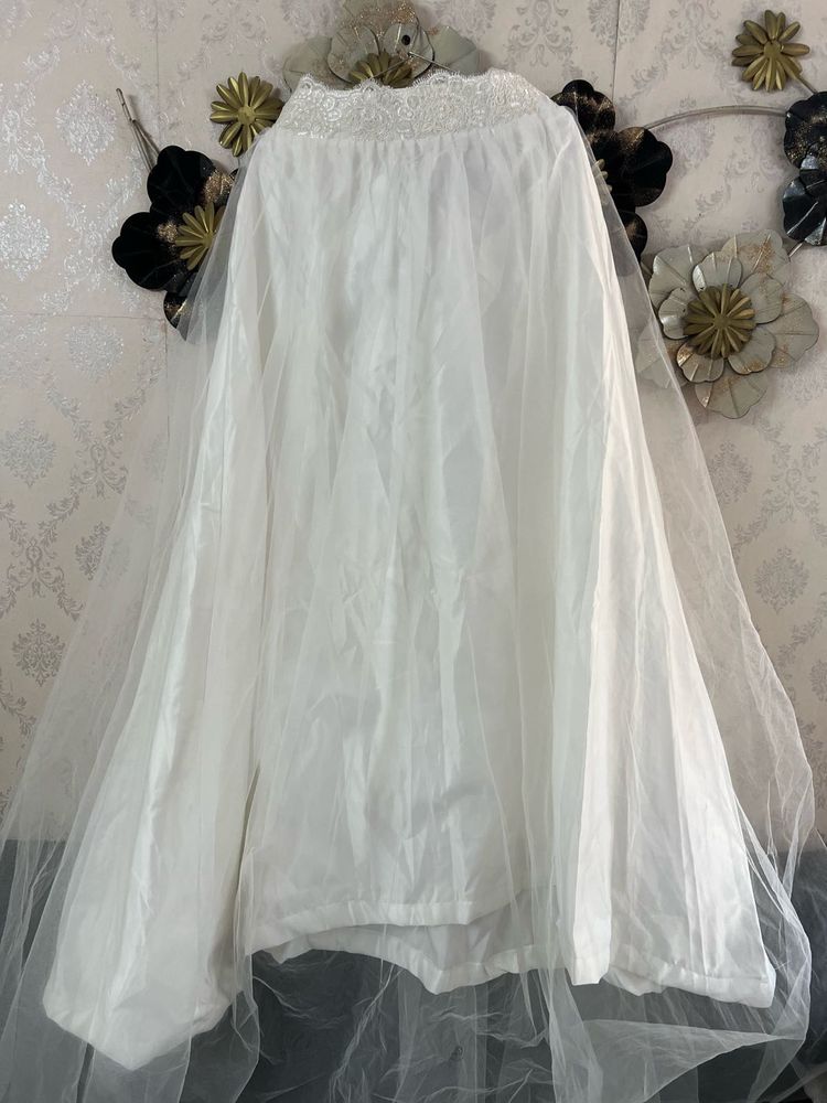 Elegant White Bridal Lehenga Skirt