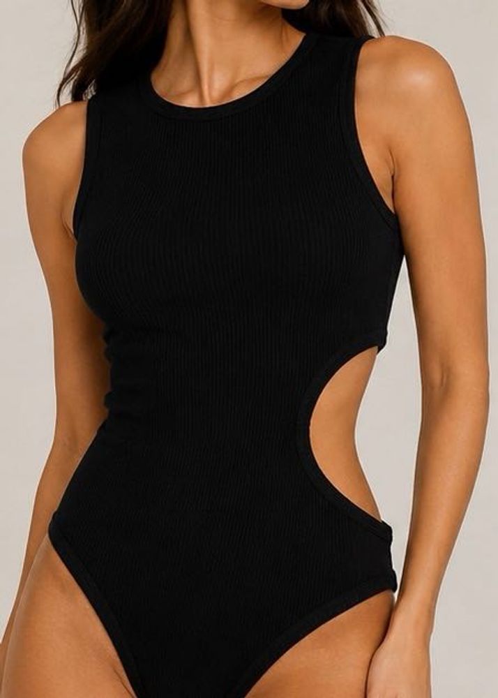 Women's Black Cut-Out Bodysuit