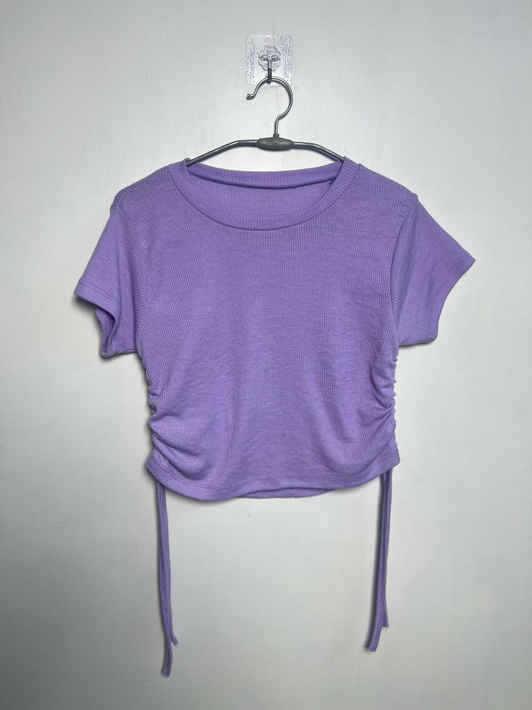 Purple Ruched Crop Top