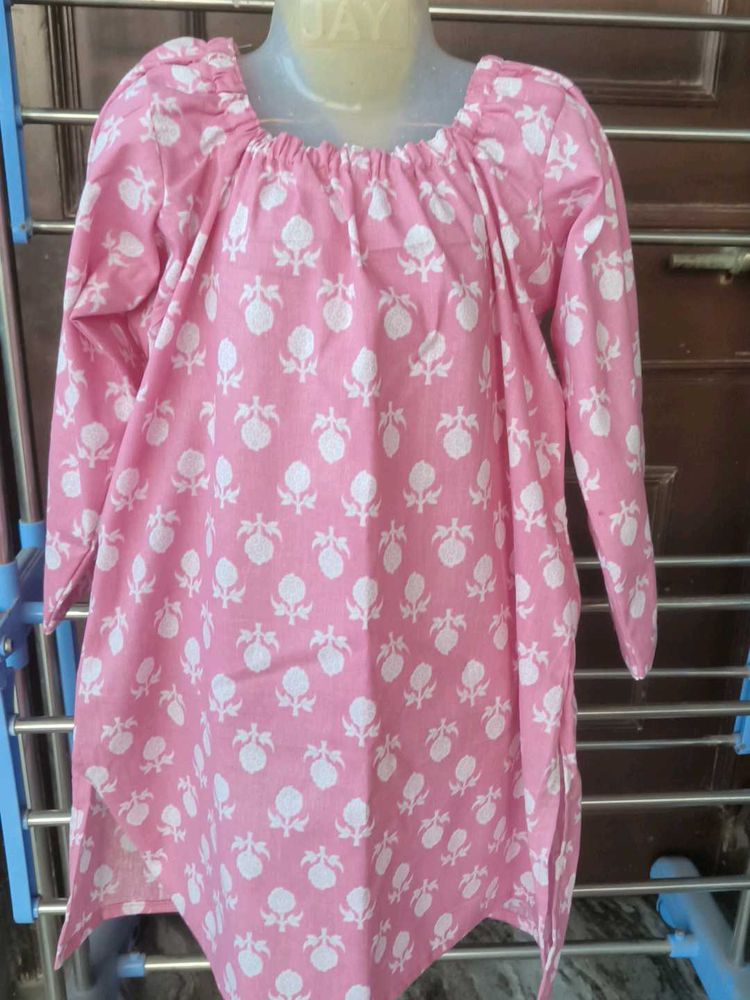Pink Floral Print Kurti