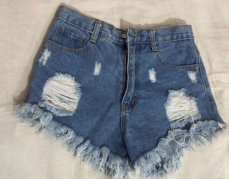 Distressed Denim Shorts