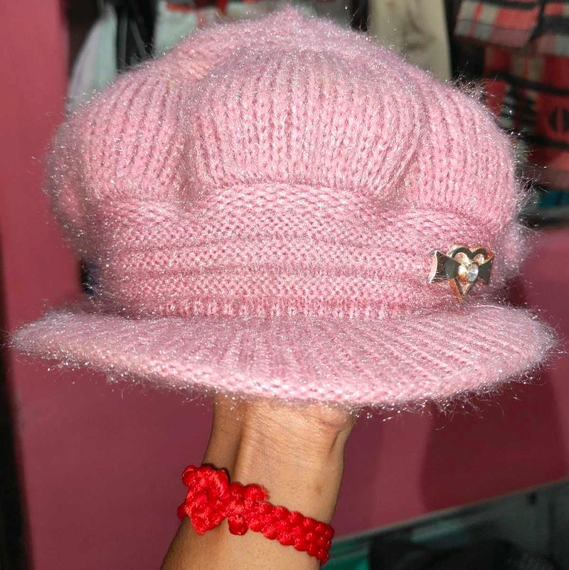 Chic Pink Knit Beret Hat
